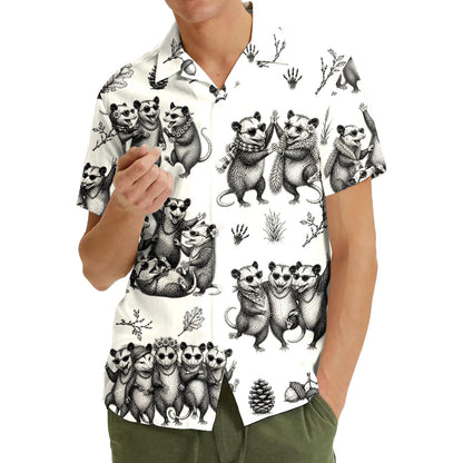 Third lifestyle view of the animals hawaiian shirt being worn in a casual setting.