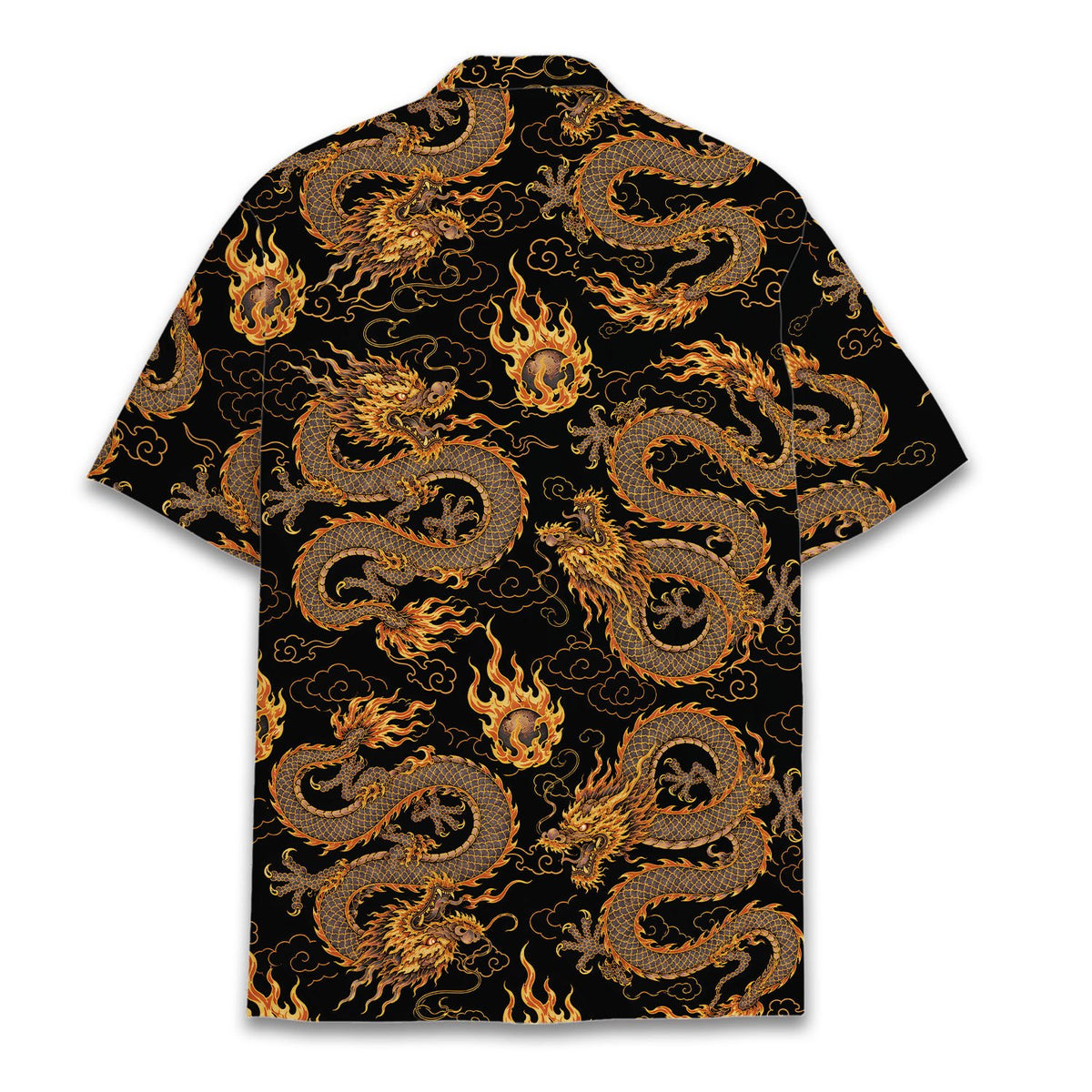 Back view of asian dragon hawaiian shirt