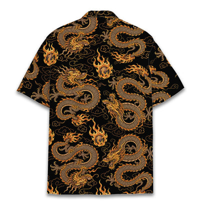 Back view of asian dragon hawaiian shirt