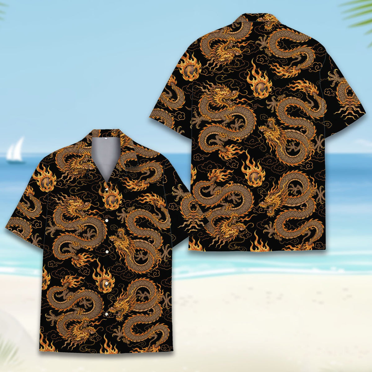 Third front view of matching family hawaiian shirt