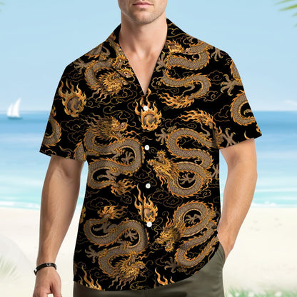 Second lifestyle image showing family matching outfits with asian dragon design