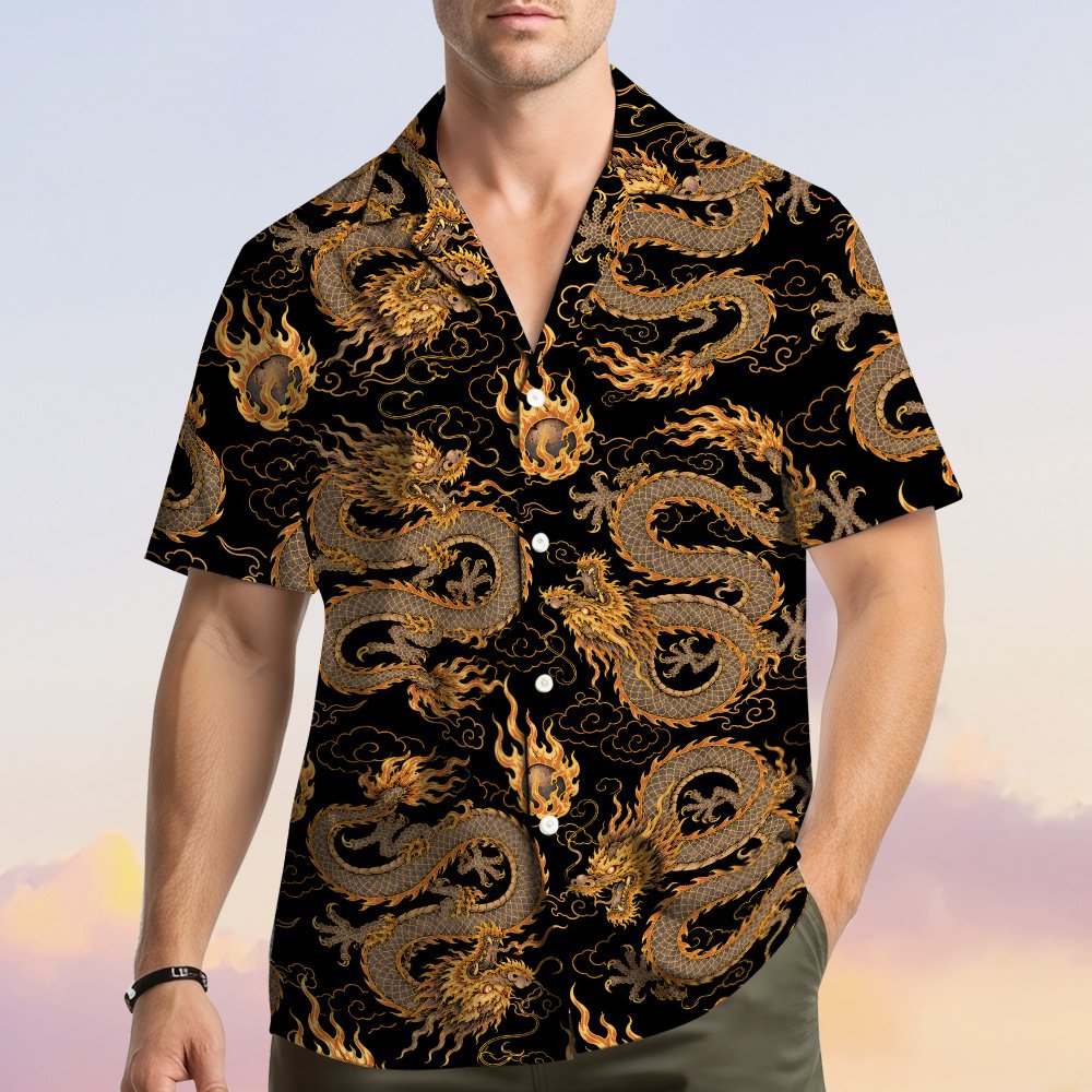 Lifestyle image showing people wearing matching family hawaiian shirts