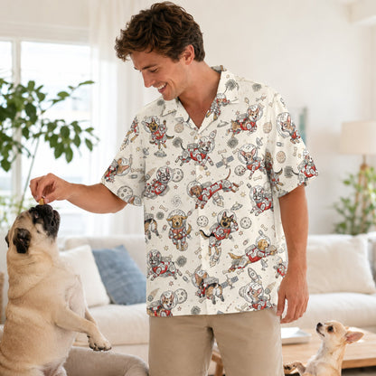 Additional lifestyle perspective of the off-white astronaut hawaiian shirt