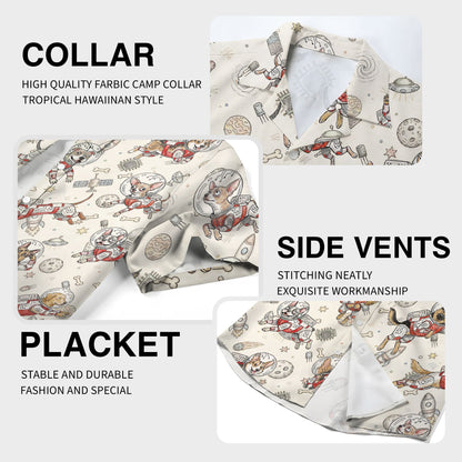 Detail view of the fabric and print quality of the astronaut dog design
