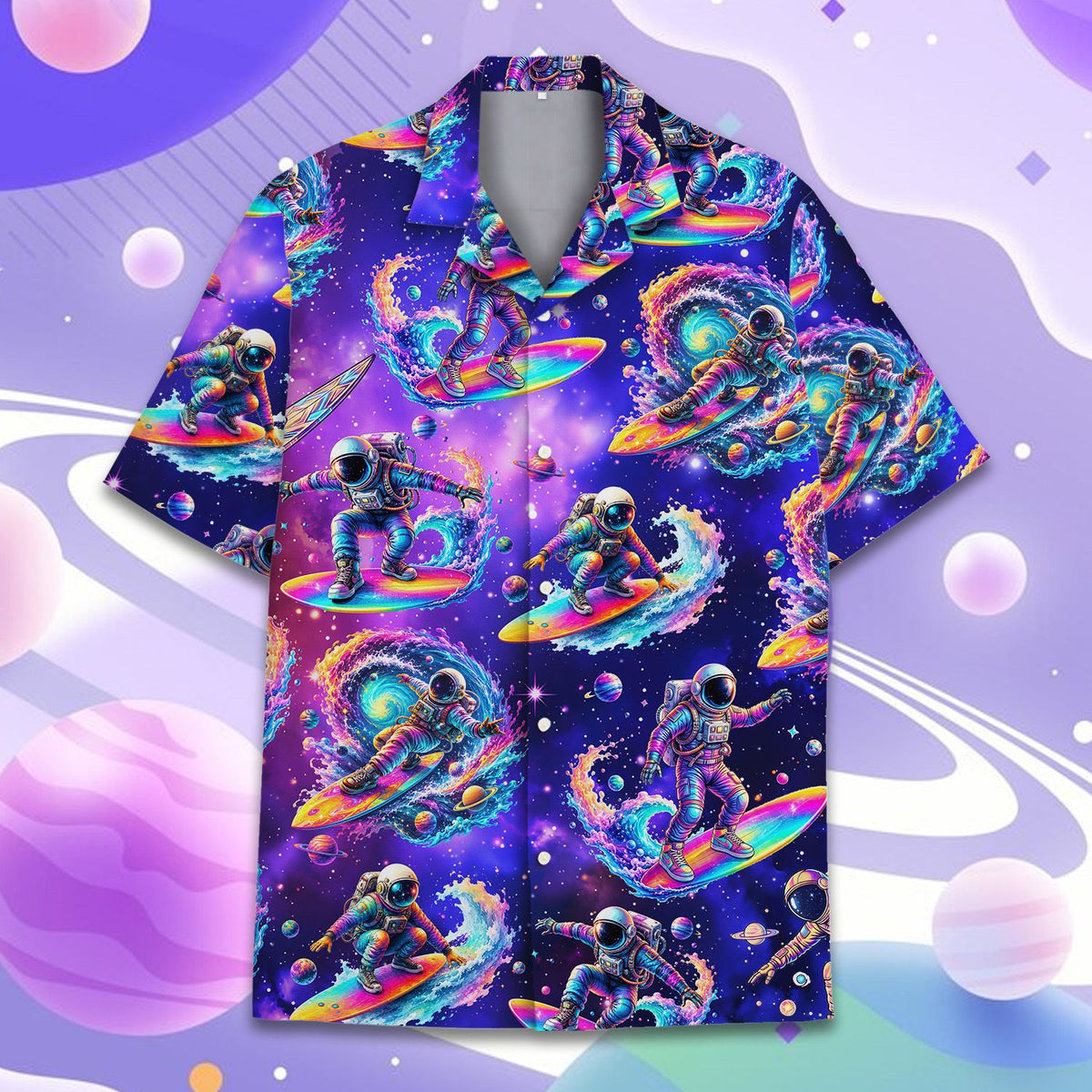 Detailed front view showing planets and nebula splashes