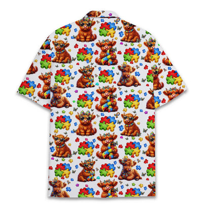 Alternative back view showing the highland cow and puzzle piece pattern