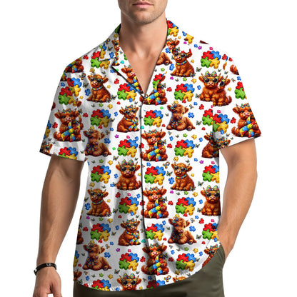 Lifestyle view of the matching family hawaiian shirts in an outdoor setting
