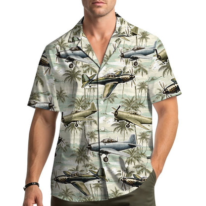 Lifestyle view showing people wearing matching family hawaiian shirts