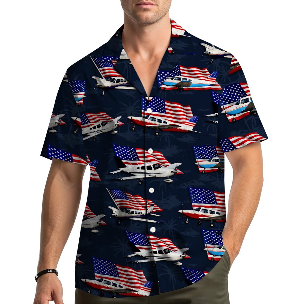 Lifestyle view showing the matching family hawaiian shirts being worn outdoors