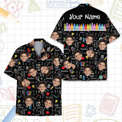 Front layout of the personalized teacher theme Hawaiian shirt