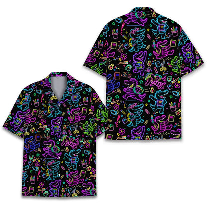 Alternative front view of the back to school crocodile hawaiian shirt