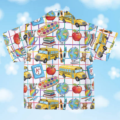 Back view of the white back hawaiian shirt