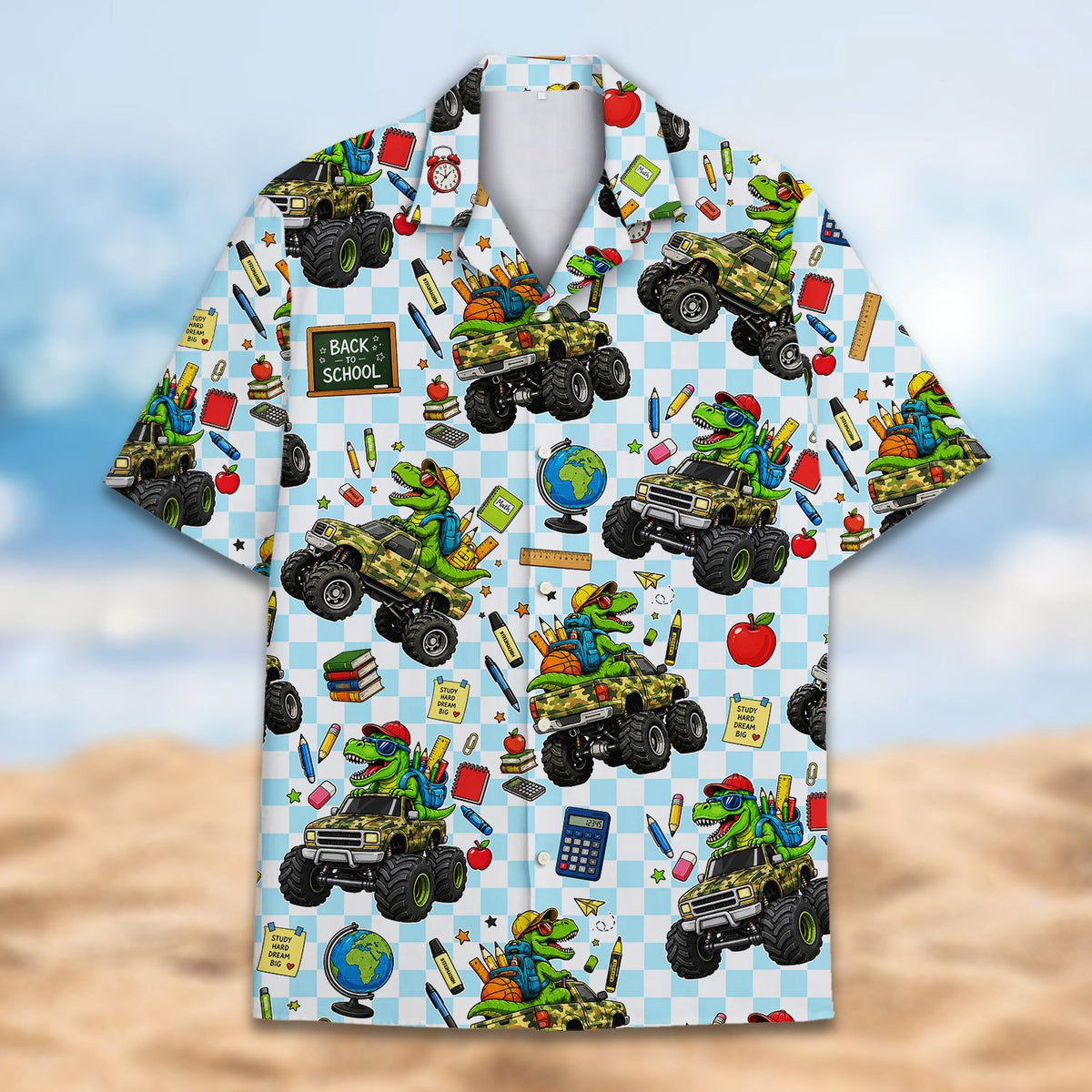 Another front view of the school hawaiian shirt for families