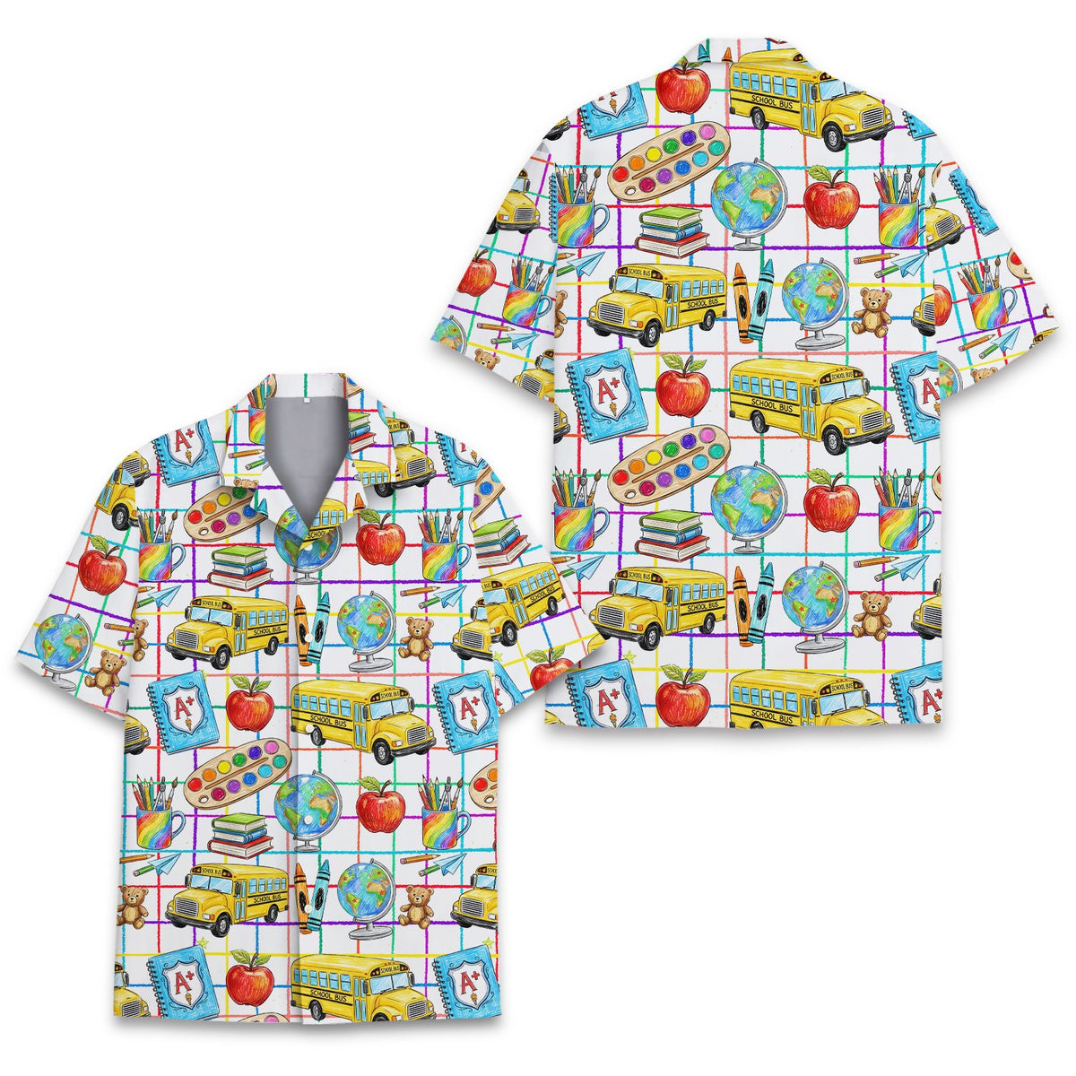Detailed front view of the back to school shirt pattern