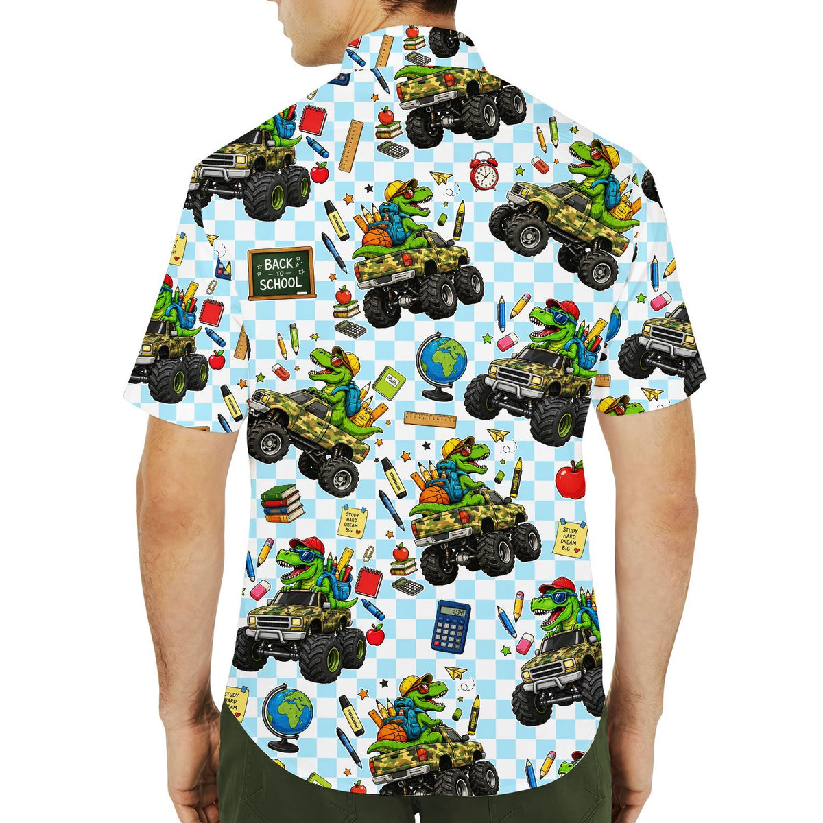 Second lifestyle view of the matching family hawaiian shirts