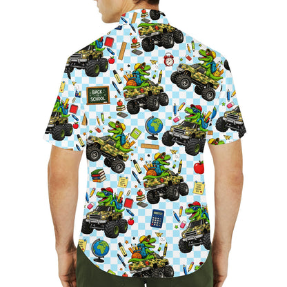 Second lifestyle view of the matching family hawaiian shirts