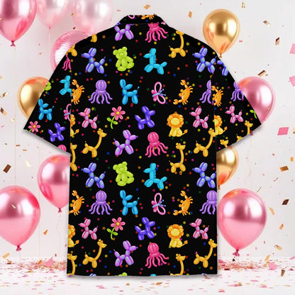 Detailed back view of the colorful balloon animals pattern