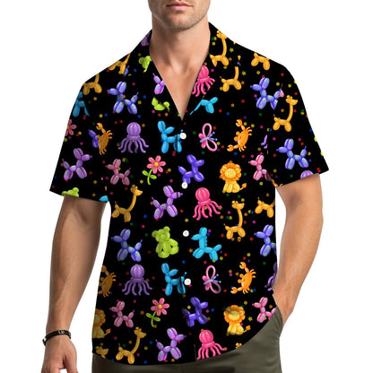 Front view of the balloon animals hawaiian shirt