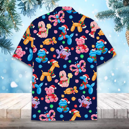 Back view of the balloon animals hawaiian shirt