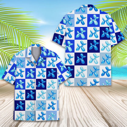 Another front view of the blue balloon hawaiian shirt