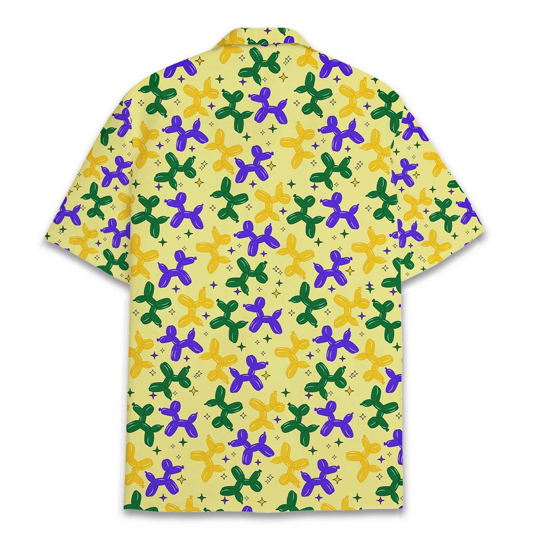 Yellow balloon hawaiian shirt, back view variation 2