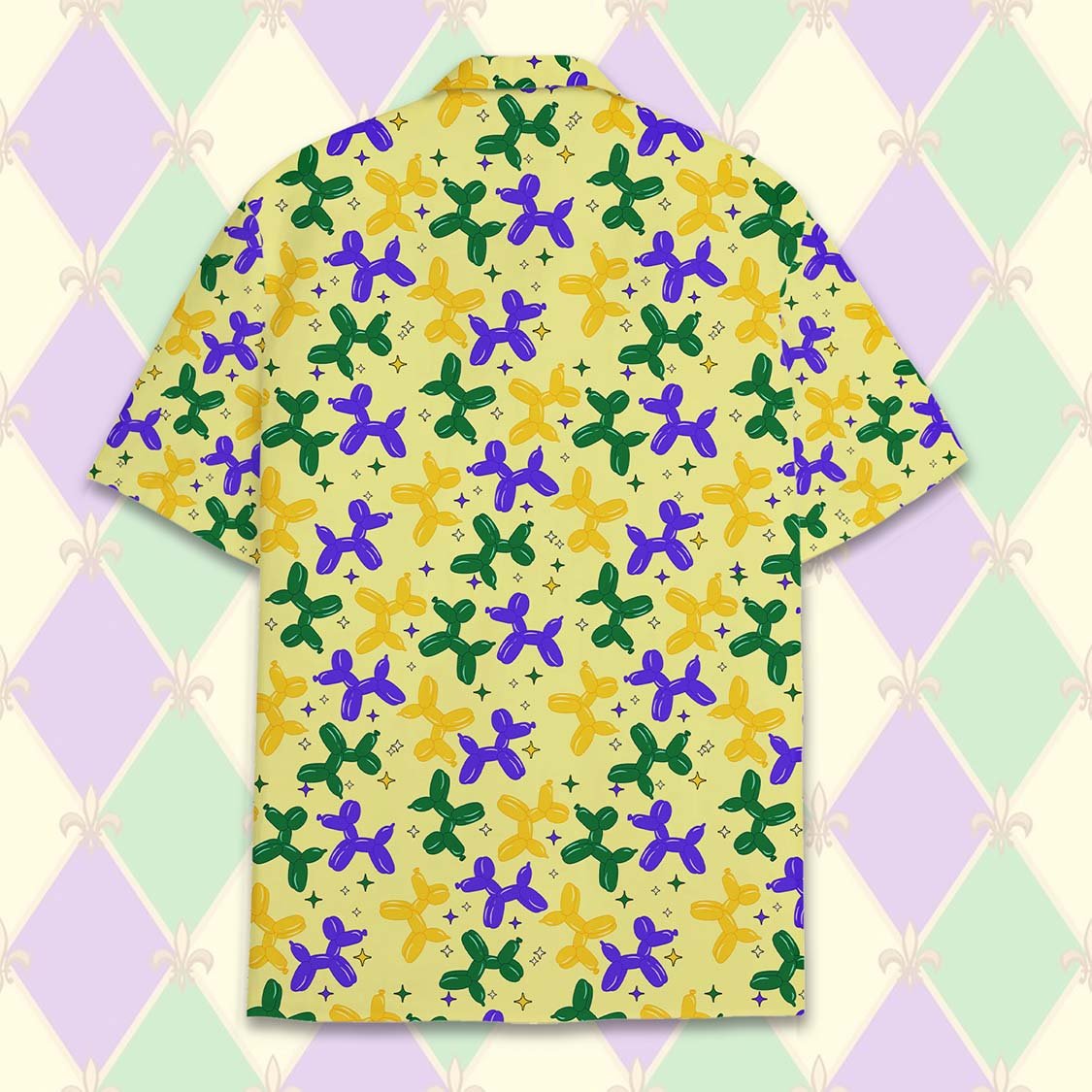 Yellow balloon hawaiian shirt, back view