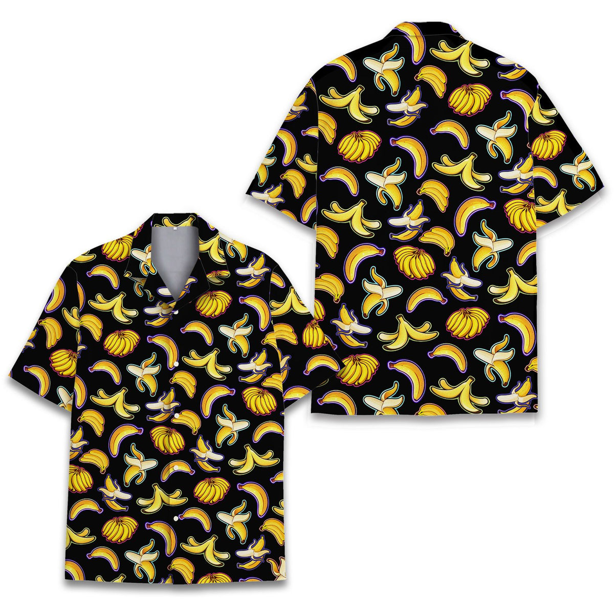 Additional detail view of the black bananas hawaiian shirt material