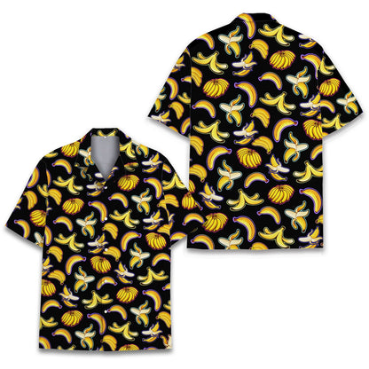 Additional detail view of the black bananas hawaiian shirt material