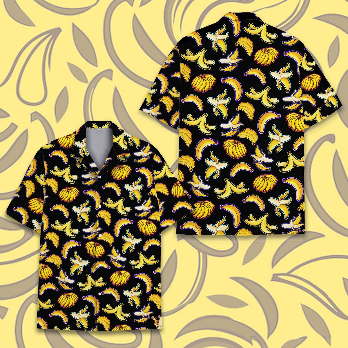 Lifestyle view of the fun banana print hawaiian shirt
