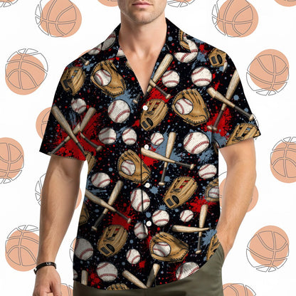 Alternate front view of the baseball hawaiian shirt