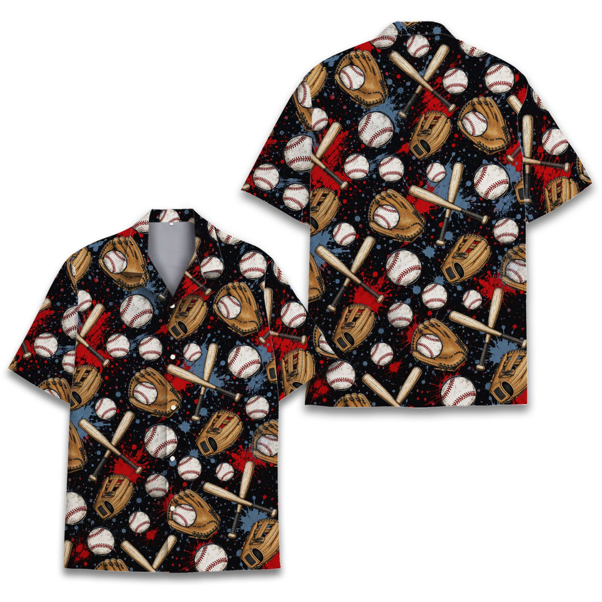 Third lifestyle view showcasing the baseball hawaiian shirt fit and style