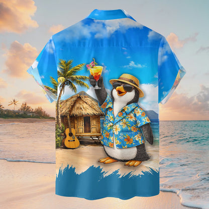 Close up back view of the beach/tropical hawaiian shirt