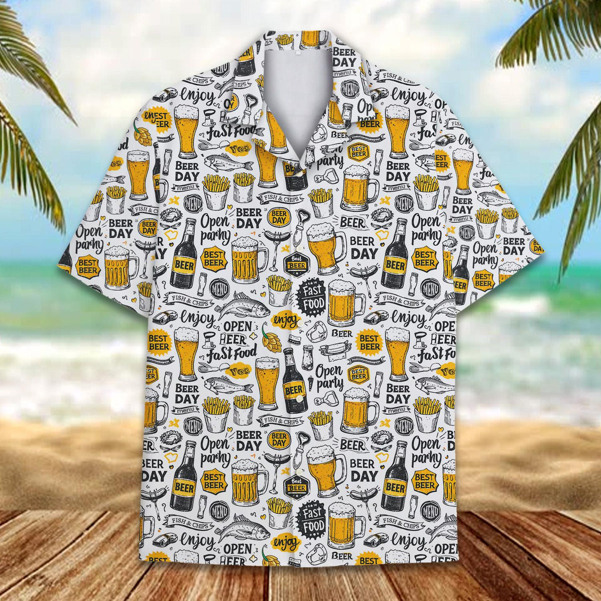 Detailed front view of the matching family hawaiian shirt design