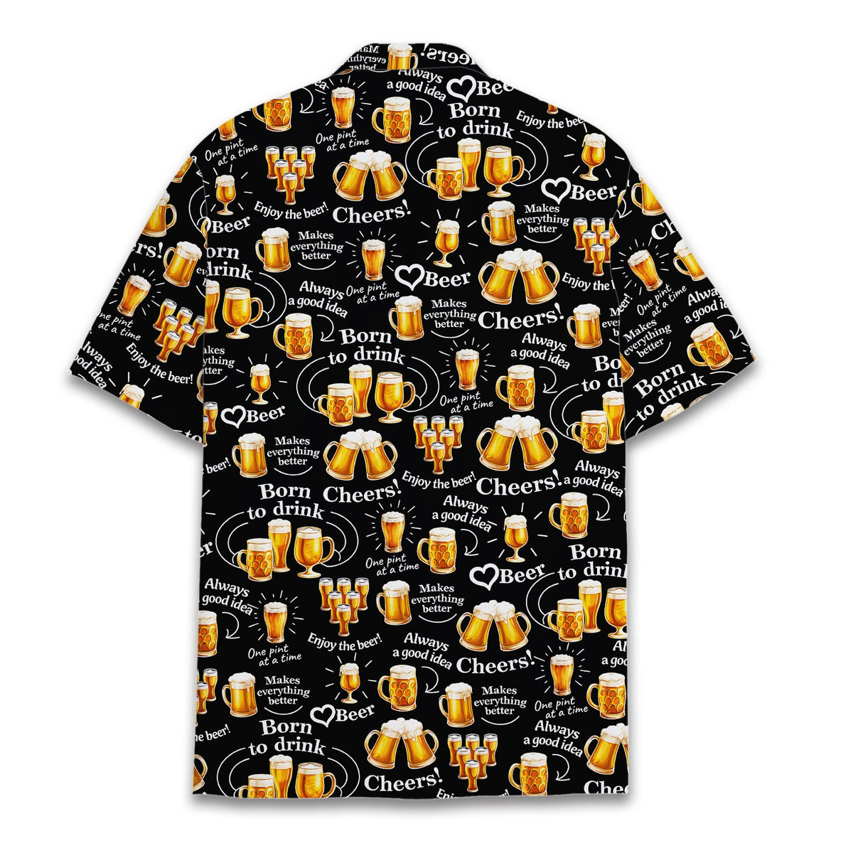 Back view of the black beer hawaiian shirt