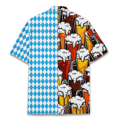 Back view of the blue beer hawaiian shirt