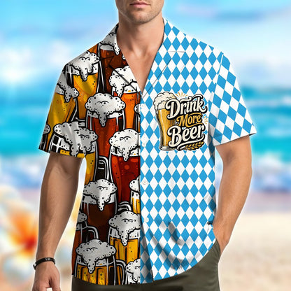 Second lifestyle shot of the beer themed hawaiian shirt