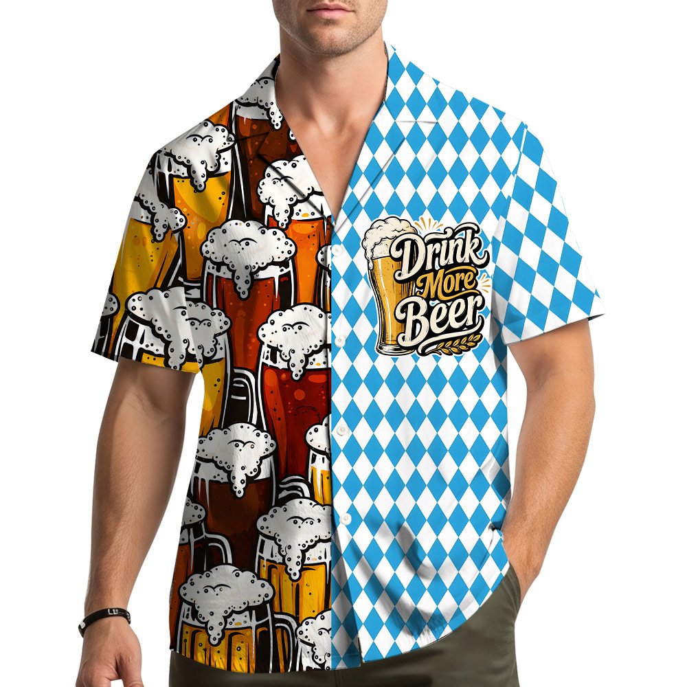 Lifestyle image of someone wearing the matching family hawaiian shirt outdoors