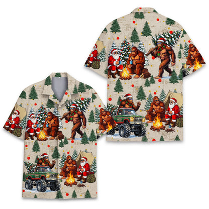 Detailed front view of the matching family hawaiian shirts.