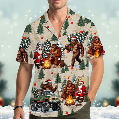 Second lifestyle image of the bigfoot hawaiian shirt.