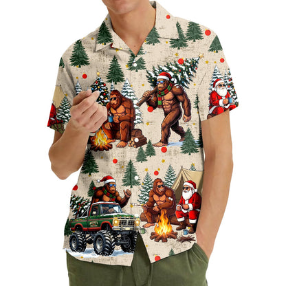 Third lifestyle view of the family matching hawaiian shirts.
