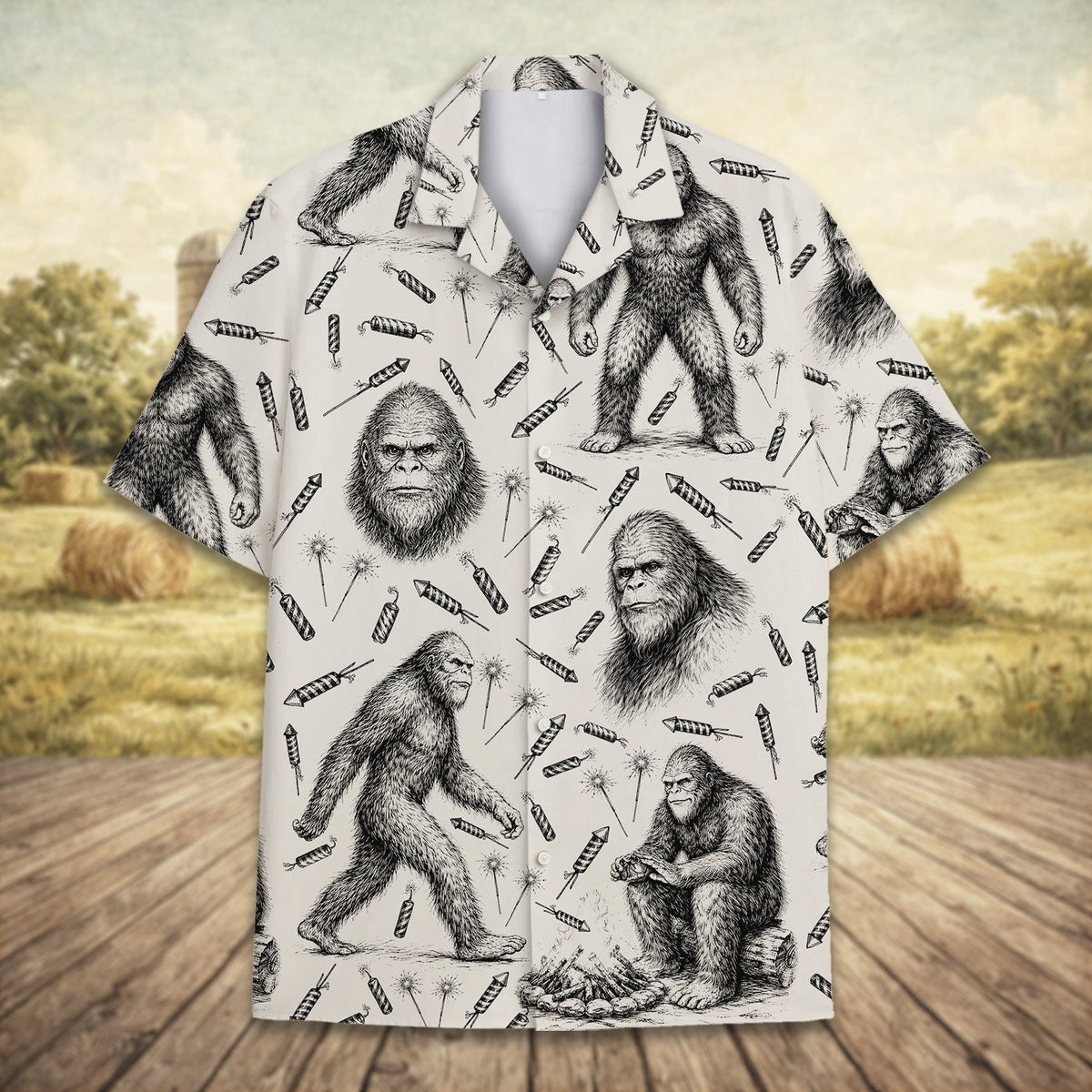 Additional front view of the bigfoot Fourth of July shirt