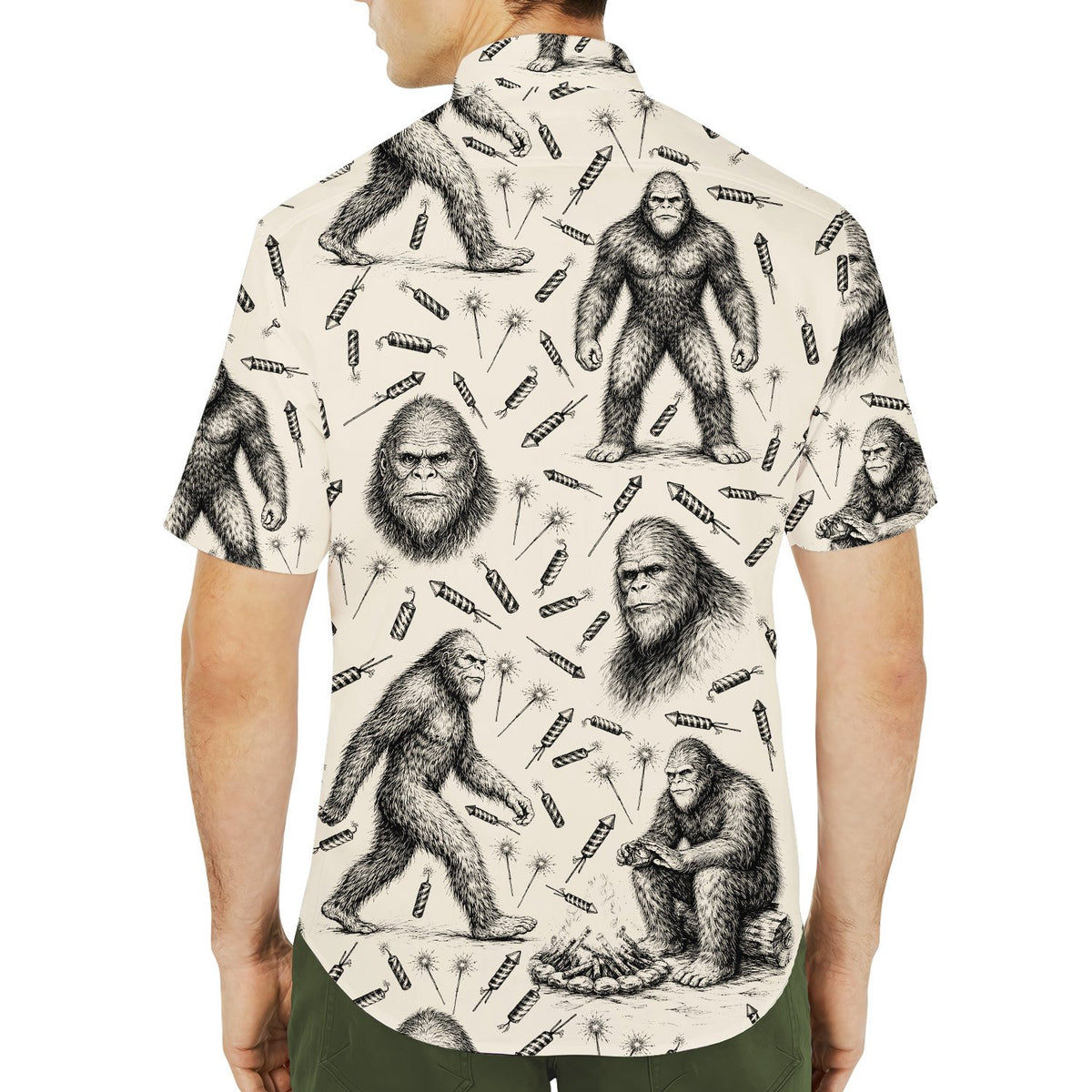 Bigfoot hawaiian shirt, lifestyle view
