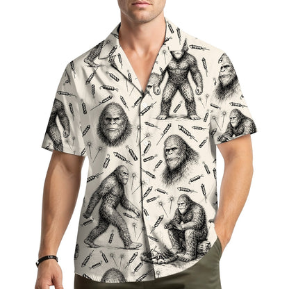 Another lifestyle view of the bigfoot hawaiian shirt