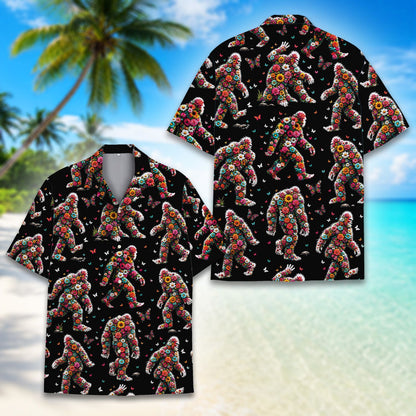 Second lifestyle view showcasing the bigfoot hawaiian shirt fit