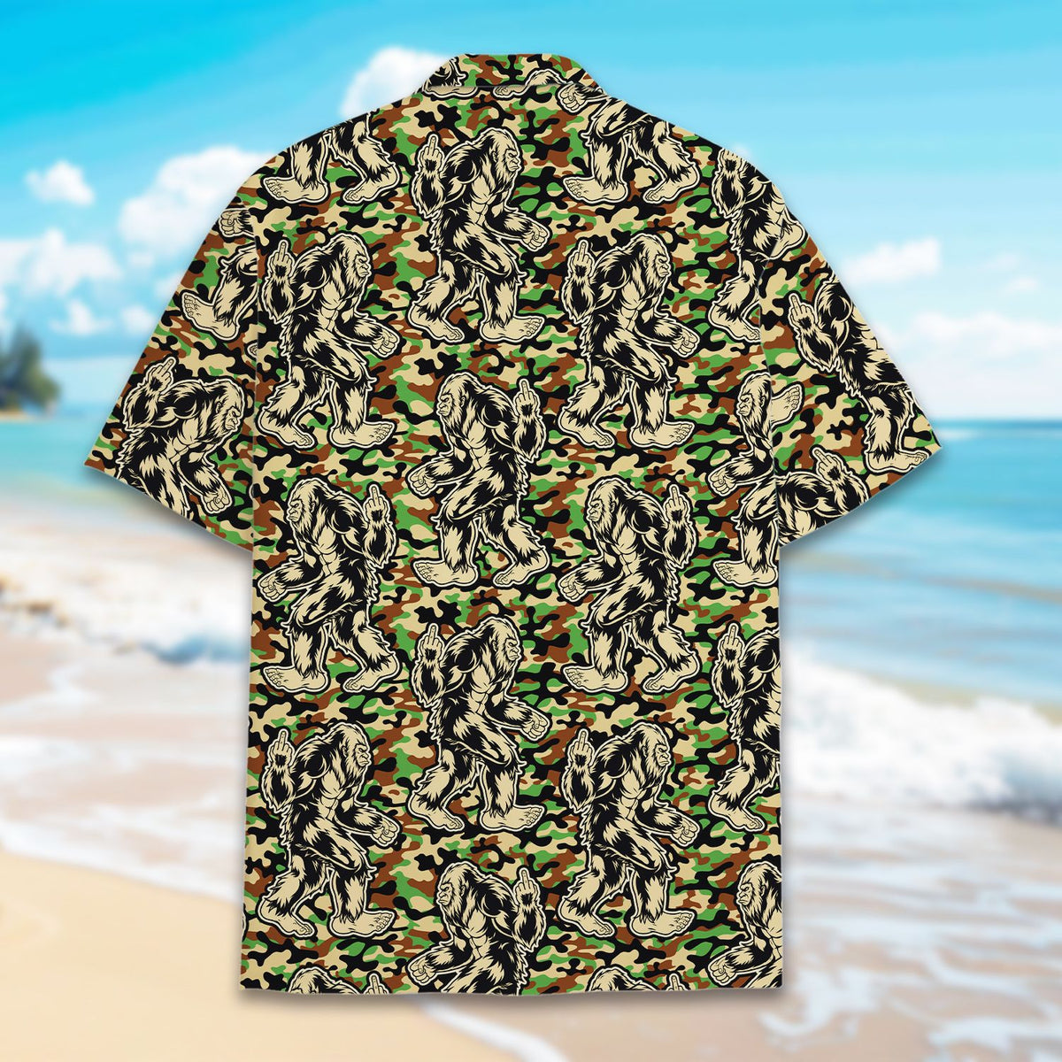 Woodland camo hawaiian shirt back view