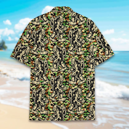 Woodland camo hawaiian shirt back view
