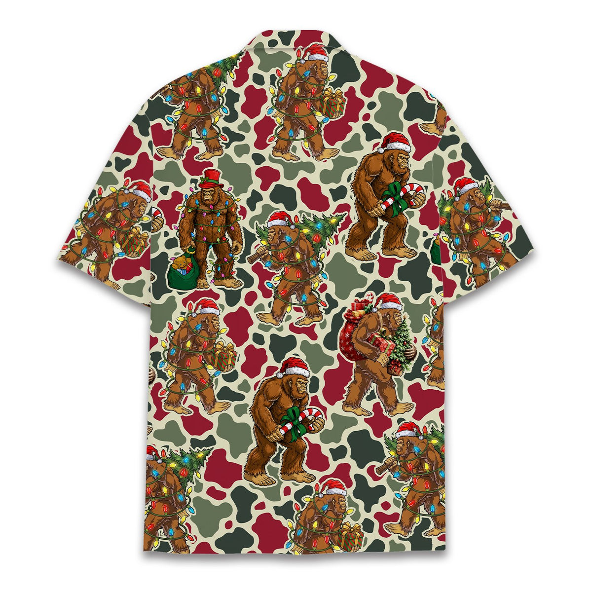 Another back view of the Bigfoot camo hawaiian shirt