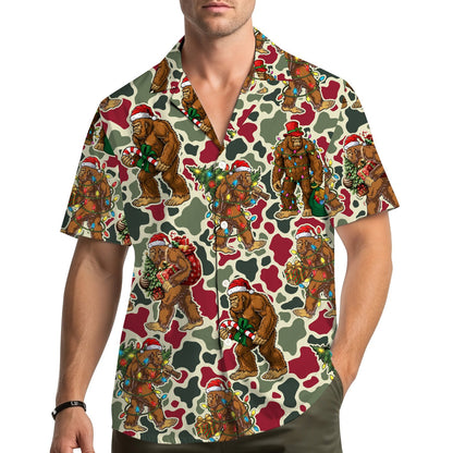 Back view of Bigfoot Christmas hawaiian shirt