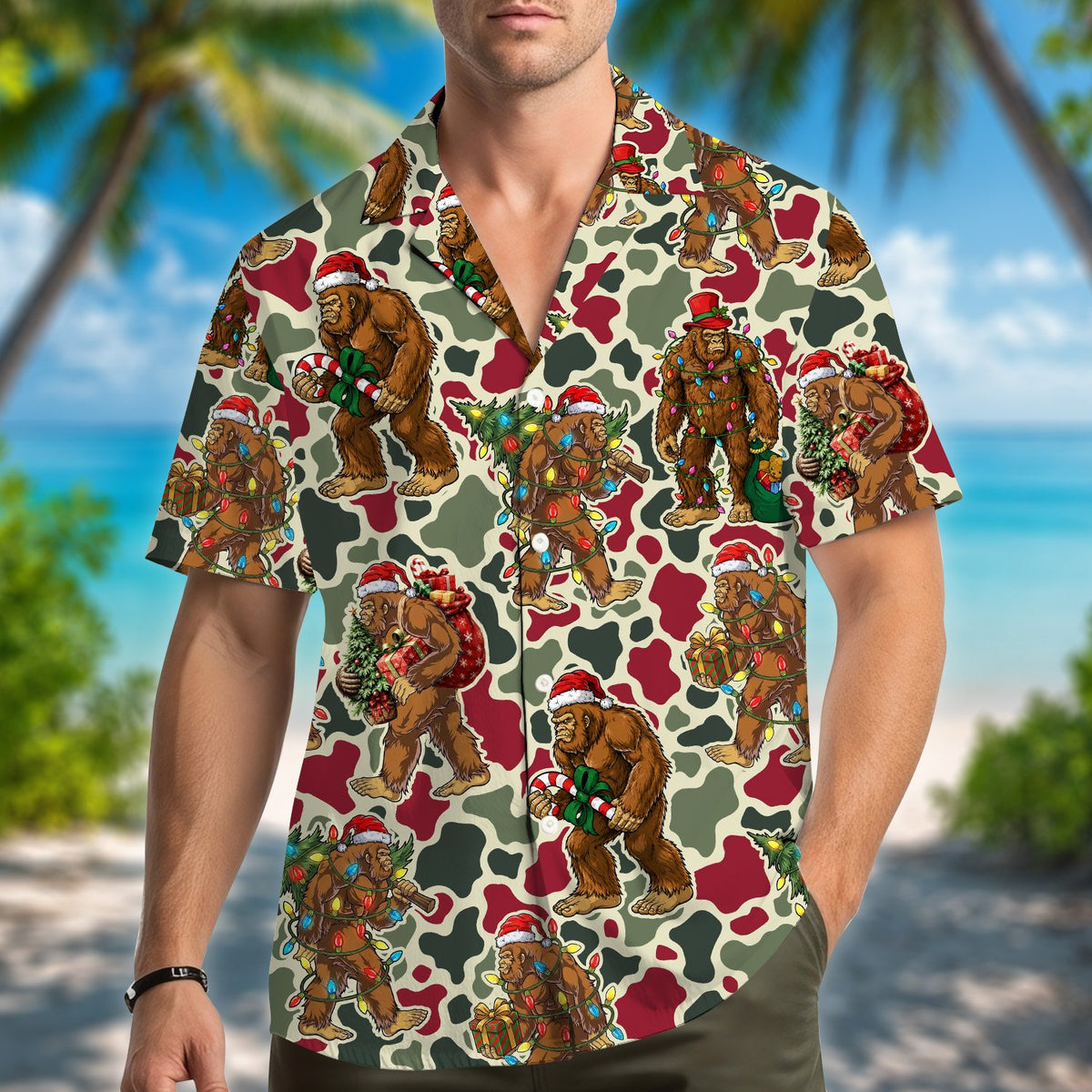 Additional front detail of matching family hawaiian shirt