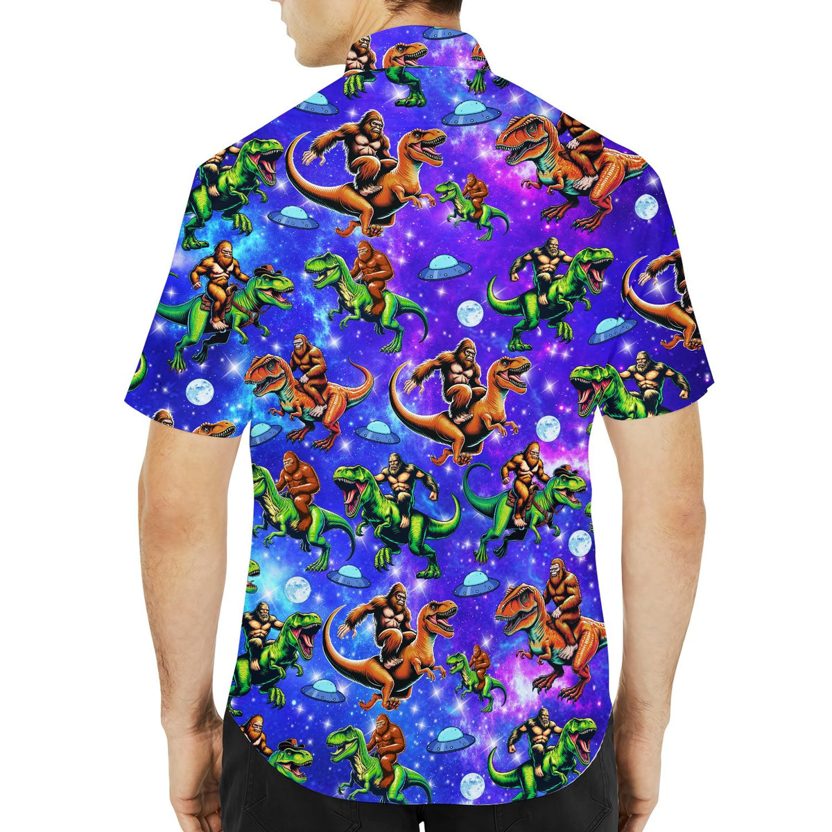 Second lifestyle view of the tropical bigfoot hawaiian shirt